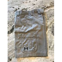Boys M Under Armour Shorts Gray Cargo With Bleach Stains