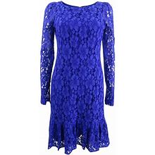 Calvin Klein Dresses | Calvin Klein Women's Petite Ruffled-Hem Lace Dress - Ultramarine | Color: Blue | Size: Various