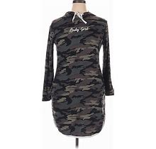 J For Justify Casual Dress - Sheath High Neck 3/4 Sleeves: Green Camo Dresses - Women's Size 1X