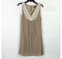 Luxology NWT Brown Sleeveless Embellished Vneck Dress Size Small Womens