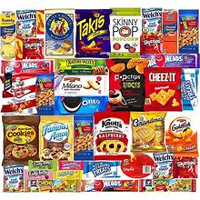 Ultimate Snacks Care Package Comes In Beautiful Gift Box- (40 Count) Bulk Variety Sampler, Chips, Cookies, Bars, Candies, Nuts,, Great For Christmas,