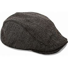 The Original Boston Scally Cap - The Original Newsboy Flat Cap - Single Panel Cotton Fitted Hat For Men - Grey Herringbone