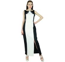 Bimba Women Long Maxi Dress Spandex Gown With Slit & Lace Casual Formal