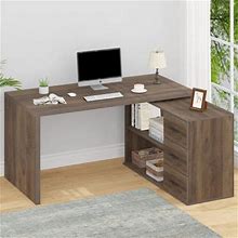 Latitude Run® Surry L-Shaped Desk Wood In Brown | 29.9 H X 55.1 W X 39.4 D In | Wayfair 63Caceb091716c6630fbf94c5f404d57