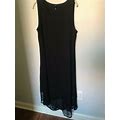 Eileen Fisher Black Long Dress With Crochet Hem - Size L