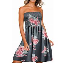 Sodopo Dresses For Women 2024 Bohemian Style Dresses Short Sleeve Floral Print Sundress Floral Print Dress