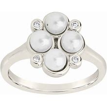 MC Collective Cosetta Simulated Pearl & Cubic Zirconia Ring, Women's, Size: 7, Silver