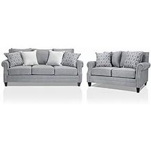 Furniture Of America Hanson Fabric Nailhead Trim 2-Piece Sofa Set In Gray