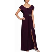 Alex Evenings - 82351491 Cowl Brooch Accented Matte Jersey Dress
