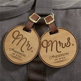 Personalized Luggage Tags - Wooden Circle Of Love