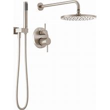 Delta Faucet Modern Raincan 2-Setting Round Shower System Including Rain Shower Head And Handheld Spray Brushed Nickel, Rainfall Shower System