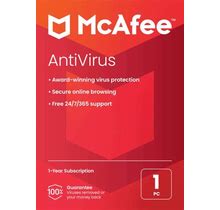 Mcafee Antivirus Internet Security Software, For One PC, 1-Year Subscription, Windows , Product Key
