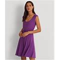 Ralph Lauren Womens Purple Twist Front Lined Cap Sleeve Scoop Neck Above The Knee Party Fit + Flare Dress 16