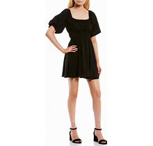 GB Short Sleeve Double Waist Babydoll Easter Dress, Womens, Juniors, L, Black