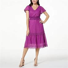 Lacey Chabert Knit Lace Tiered Dress - Red - Size Petite 1 X