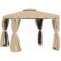 Beige Garden Winds Custom Fit Replacement Canopy Top Cover Compatible With The 84C-051 84C-269 10 X 10 Gazebo - Upgraded Performance Riplock 350 Fabri