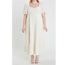 Women's Plus Size Textured Maxi Dress - Ivory