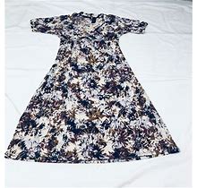 Axcess Liz Claiborne Womens Dress Brown Blue Floral Empire Waist Short