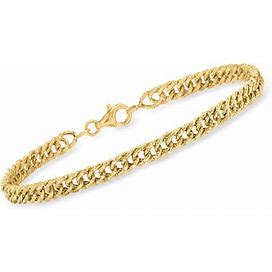 Ross-Simons - 14Kt Yellow Gold Diamond-Cut Curb-Link Bracelet. 8"