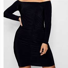 Boohoo Plus Dresses | Off Shoulder Ruched Dress | Color: Black | Size: 18