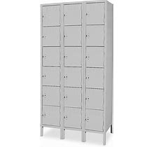 Industrial Lockers - Six Tier, 3 Wide, Assembled, 36 X 18 X 72", 36" Wide, 18" Deep, Gray - ULINE - H-1393AGR