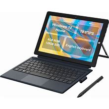 Wholesale Atom Touch Screen Tablet PC, 1 Piece, 2 in 1 Laptop Computer Mini Keyboard IPS Win 10 10.1" 1280X800 Z8350 4GB 64GB Gray
