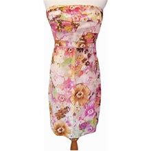 J. Crew Dresses | J.Crew Floral Tube Top Mini Dress Women's Size 6 (30) | Color: Orange/Pink | Size: 6