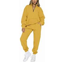 Christmas Holiday Savings 2023! Tagold Womens 2 Piece Outfits Sweatsuit Half Zip Pullover Sweatshirt Joggers Pants Tracksuit Set