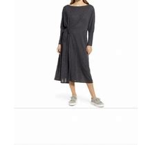 CASLON Cozy Knit Wrap Dress Women's L Gray Long Sleeve Side Tie Waist +