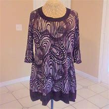 Ashley Stewart Dresses | Spiral Abstract Puff Valence Cuff Knit Mini Dress | Color: Black/Gray | Size: 2X