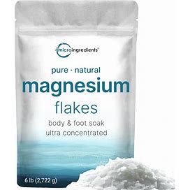 Micro Ingredients Pure Magnesium Flakes, 6Lbs | Great For Foot & Body Bath Soaks | Natural Magnesium Chloride Minerals | Better Absorption Over