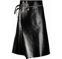 SAPIO Asymmetric Leather Skort - Black