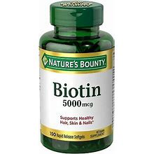 Nature's Bounty Biotin Softgels, 5,000 Mcg, 150 Ct