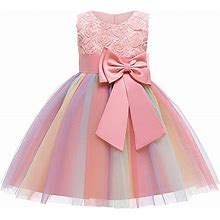 Flower Girls Long Princess Dresses Formal Wedding Party Pageant Ball Gowns Puffy Tulle Dress Bow Sleeveless Skirts