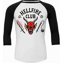 Stranger Things 4 - Hellfire Club Crest - Raglan Contrast 3/4 Longsleeve Black & White - Size XXL