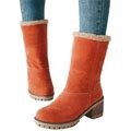 Kesitin Women's Slip On Warm Chunky Ankle Boots Block Heel Winter Mid Top Boots Size 4.5-11