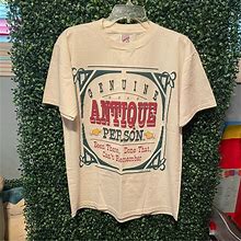 Jerzees Shirts | Vintage 93 Antique Genuine Person Tee X Laid Back Clothing. | Color: Cream/Green | Size: M