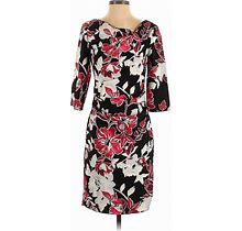 White House Black Market Casual Dress - Sheath: Black Floral Dresses - Women's Size 2