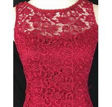 Crocheted Lace Sheath Dress Dark Red Sz 6 $220 White House Black