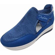 Lhked Spring And Summer New Casual Shoes Women's Flat Breathable Casual Mesh Shoes& Blue
