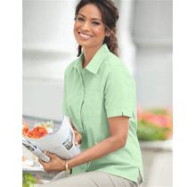 Appleseeds Women's Foxcroft Non-Iron Classic Fit Camp Shirt - Green - 16W - Womens