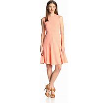 Calvin Klein Size 6 Fit N Flare Dress Peach Coral Knee Length Sleeveless Modest