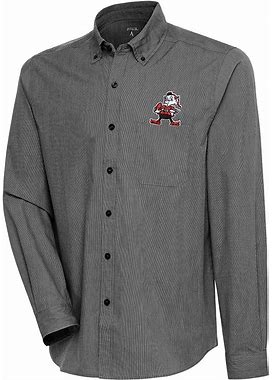 Antigua Cleveland Browns Mens Black Compression Long Sleeve Dress Shirt, Black, 70% Cotton / 27% Polyester / 3% Spandex, Size M
