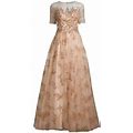 Mac Duggal Women's Beaded & Embroidered Illusion Ballgown - Champagne - Size 16
