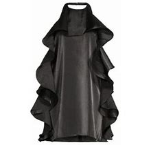 One33 Social Women's Ruffle Shiny Chiffon Halter Minidress - Black - Size 2