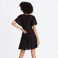 Madewell Dresses | Madewell Cape-Sleeve Mini Dress In Metallic Dots Size 4 | Color: Black | Size: 4