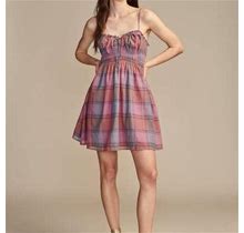 Lucky Brand Plaid Smocked Sweetheart Mini Dress - Women's Clothing Dresses Mini Dress In Mellow Mauve Plaid Size 2XL