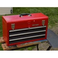 Vintage Craftsman USA Red Metal 3 Drawer Toolbox Near Mint Condition