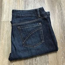 ELIE TAHARI Boot Cut Mid Rise Dark Wash Blue Denim Jeans Women's Size 10