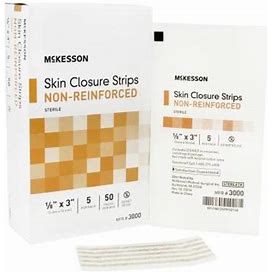 Mckesson Skin Closure Strip, 1/8 X 3 In, Tan, Nonwoven, Flexible Strip, Sterile, 1000 Count, 3000 CS